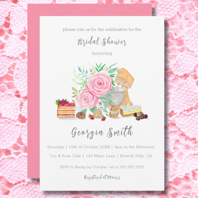 Desserts With Mixer And Roses Bridal Shower Invitation (Creator Uploaded)