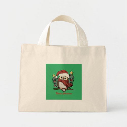 Dessin de chouette de Nol _ Merry Christmas Mini Tote Bag