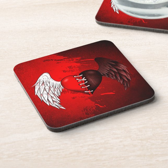 Dessous-de-verre Mi-ange mi-démon Beverage Coaster (Left Side)