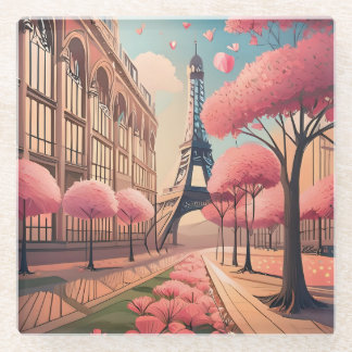 Dessous de Verre Paris Romantique avec Tour Eiffel Glass Coaster