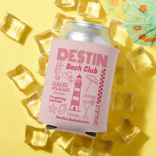 Destin Bach Club Beach Bachelorette Party Doodle Can Cooler