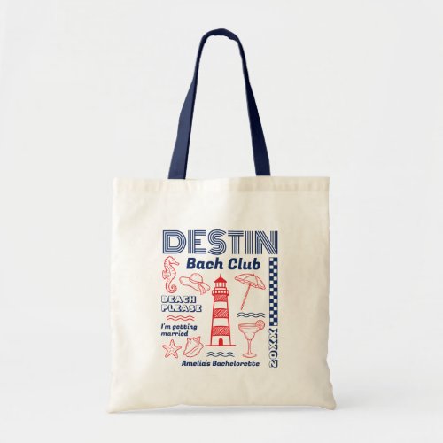 Destin Bach Club Beach Bachelorette Party Doodle Tote Bag
