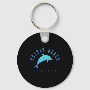Destin Beach Florida Fl Vintage Dolphin Holiday Keychain