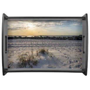 Destin Beach Florida Jetty Sunset Serving Tray