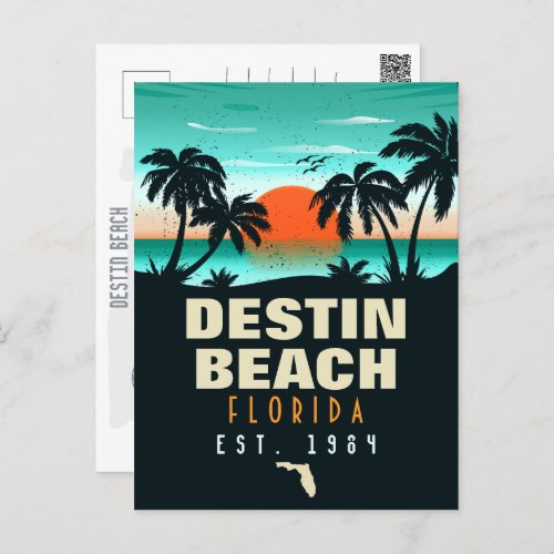 Destin Beach Florida Retro Sunset Souvenirs 60s Postcard
