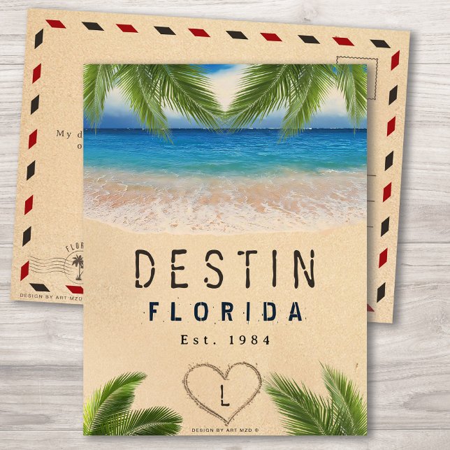 Destin Beach Florida Sand Tropical Palm Leaves Postcard (Creator Uploaded)