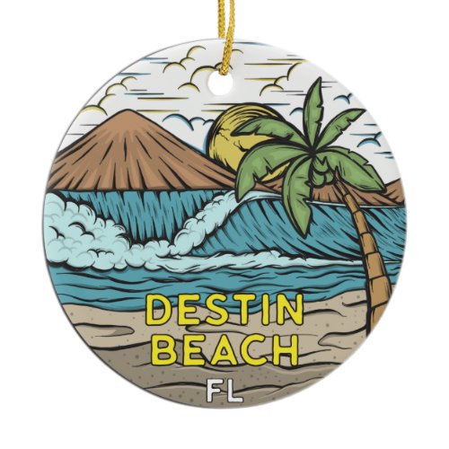 Destin Beach Florida Vintage Ceramic Ornament