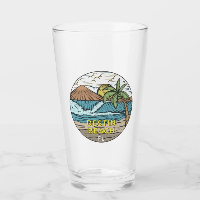 Destin Beach Florida Vintage Glass (Front)