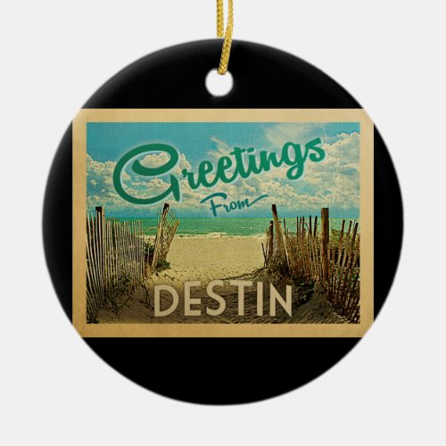 Destin Beach Vintage Travel Ceramic Ornament