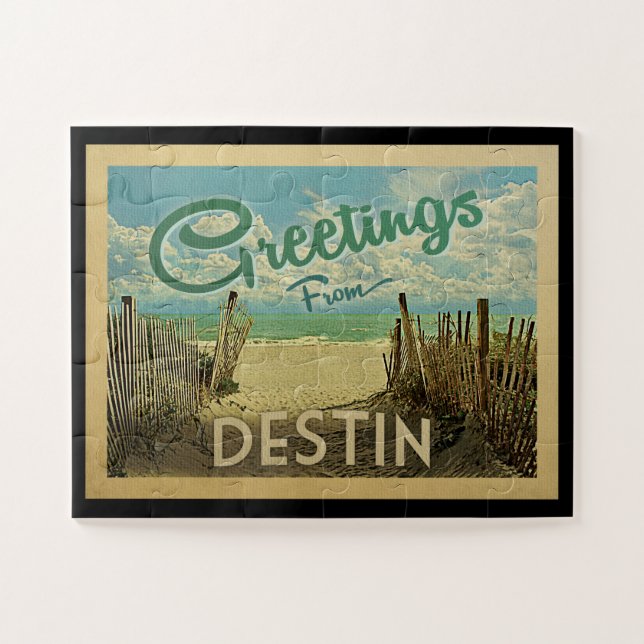 Destin Beach Vintage Travel Jigsaw Puzzle (Horizontal)