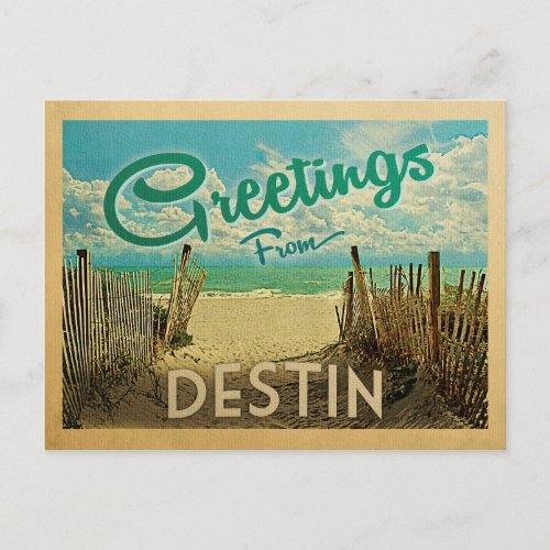Destin Beach Vintage Travel Postcard