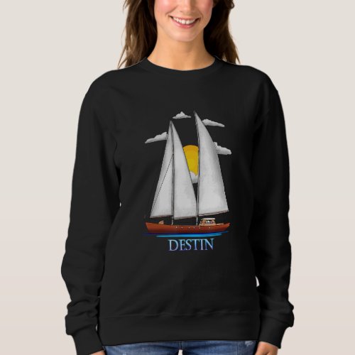 Destin Coastal Nautical Sailing Sailor Designs Sweatshirt