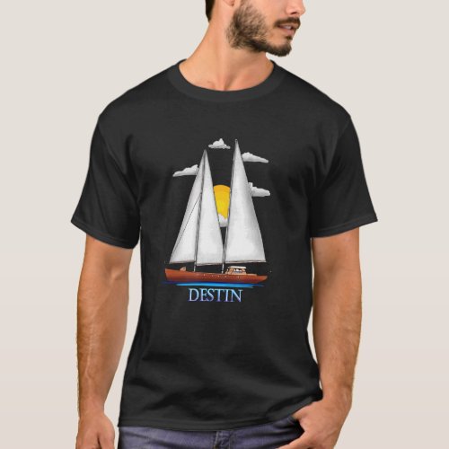 Destin Coastal Nautical Sailing Sailor Designs T_Shirt
