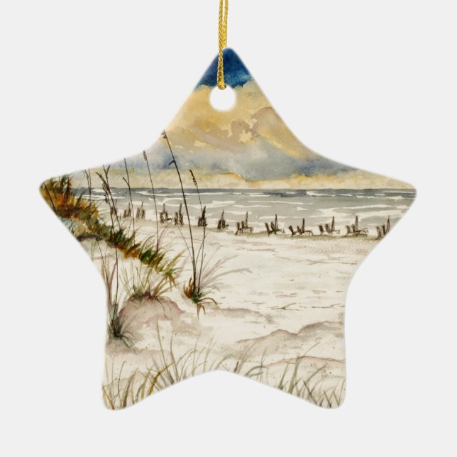 Destin Florida Beach Art Ceramic Ornament (Front)