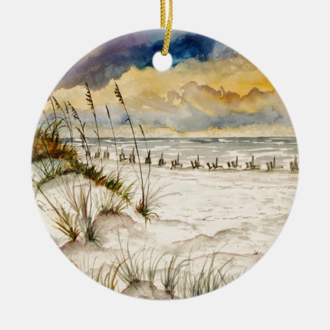 Destin Florida Beach Art Ceramic Ornament (Front)