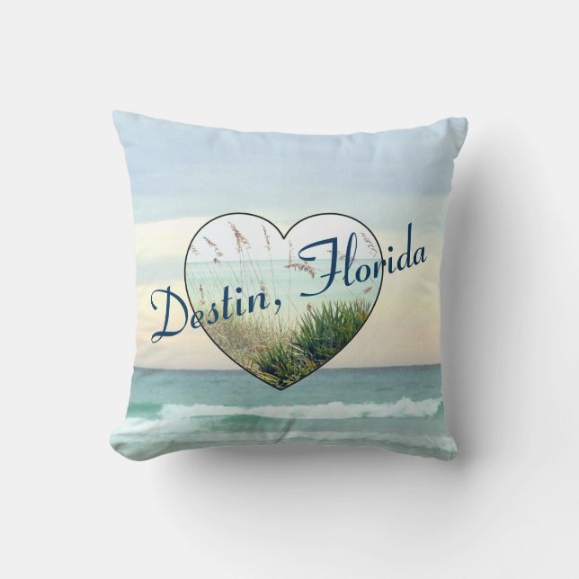 Destin Florida BEACH heart Throw Pillow (Front)