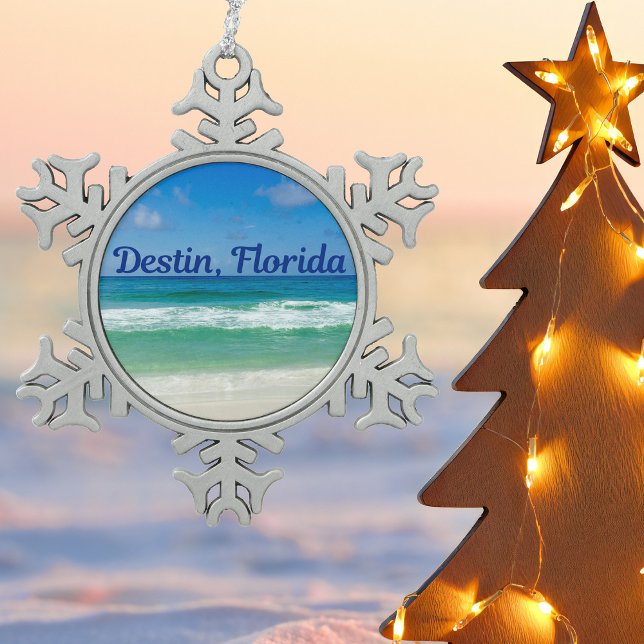 Destin Florida Beach Photograph Snowflake Pewter Christmas Ornament (Creator Uploaded)