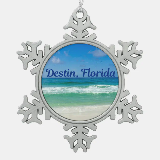 Destin Florida Beach Photograph Snowflake Pewter Christmas Ornament
