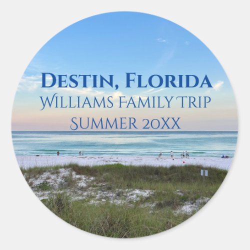 Destin Florida Beach Sunset Custom Family Trip Classic Round Sticker