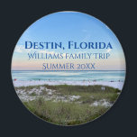 Destin Florida Beach Sunset Custom Family Trip Magnet<br><div class="desc">This picturesque beach magnet from Destin Florida features the gorgeous pink and orange sunset gently touching the ocean waves above the sand and sea grass. Lovely seaside keepsake souvenir with personalized trip date and family last name for your favorite vacation spot.</div>