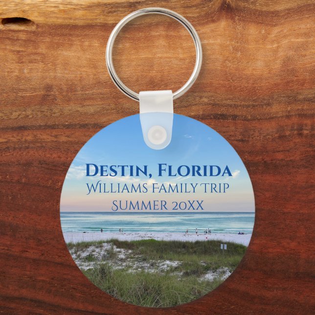 Destin Florida Beach Sunset Custom Vacation Keychain (Front)