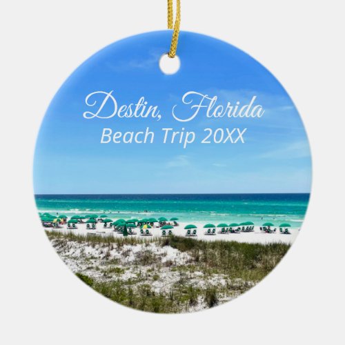 Destin Florida Beach Vacation Keepsake Christmas Ceramic Ornament