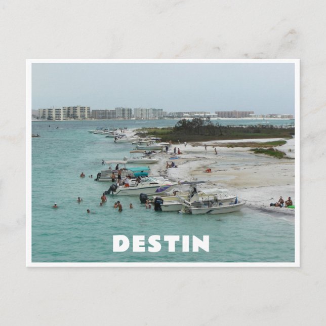 Destin Florida Beach with Boats Postcard (Front)