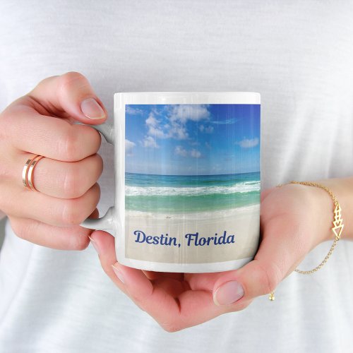 Destin Florida Beautiful Beach Monogram Ocean Coffee Mug