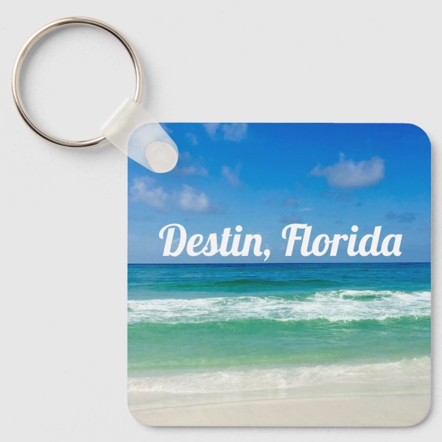 Destin Florida Beautiful Customizable Beach Photo Keychain (Front)