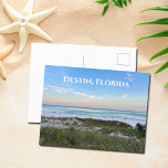 Destin Florida Beautiful Sunset Beach Photograph Postcard<br><div class="desc">This picturesque beach postcard from Destin Florida features the gorgeous pink and orange sunset gently touching the ocean waves above the sand and sea grass. Lovely seaside postcards from your favorite vacation spot or hometown.</div>