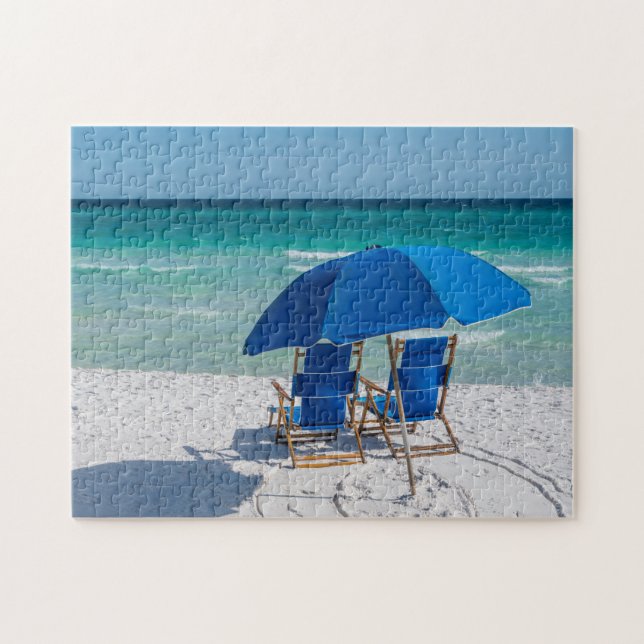 Destin Florida Chairs And Umbrella Jigsaw Puzzle (Horizontal)