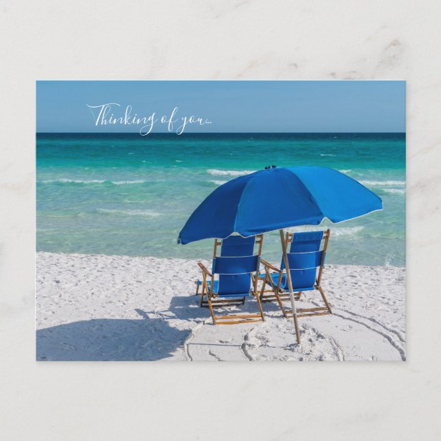Destin Florida Chairs And Umbrella Thinking Of You Postcard (Front)