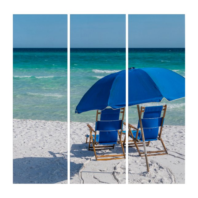Destin Florida Chairs And Umbrella Triptych (Front)