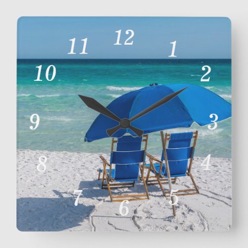 Destin Florida Chairs And Umbrella Wall Clock