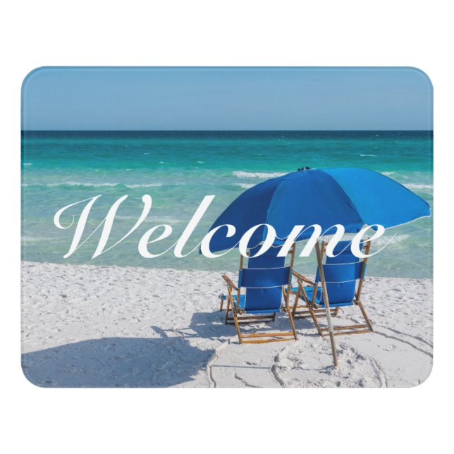 Destin Florida Chairs And Umbrella Welcome Sign (Contemporary Front)