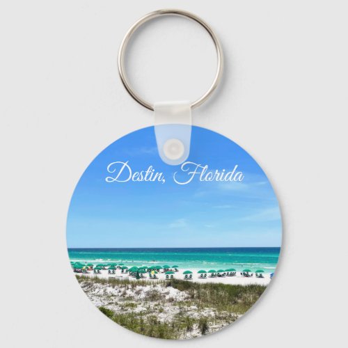Destin Florida Coast Beach Umbrellas Photography Keychain