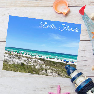 Destin Florida Coast Beach Umbrellas Photography Postcard