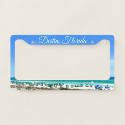 Destin Florida Coast Beach Umbrellas Pretty City License Plate Frame