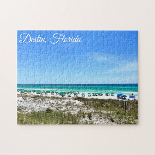 Destin Florida Coast Beach Umbrellas Pretty Custom Jigsaw Puzzle