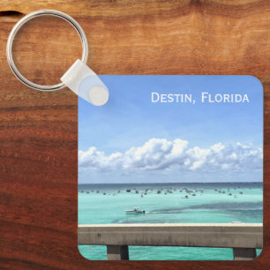 Destin Florida Crab Island Bridge Ocean Photo Keychain