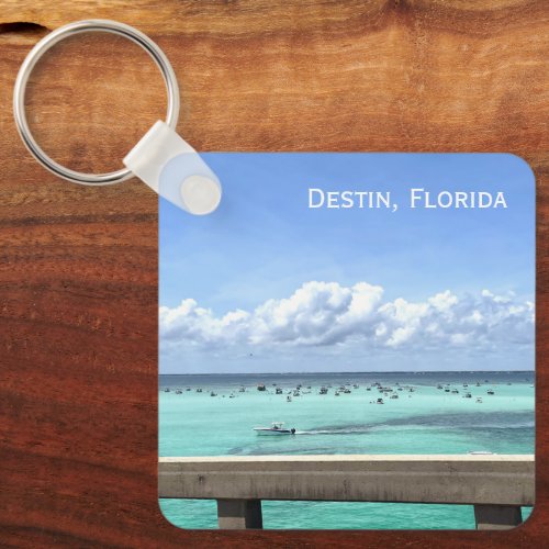 Destin Florida Crab Island Bridge Ocean Photo Keychain