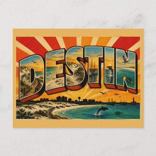 Destin Florida Emerald Coast Beach Dunes Art Postcard