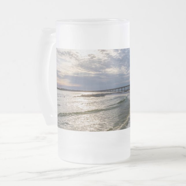 Destin Florida Evening Waves Frosted Beer Mug (Front Left)