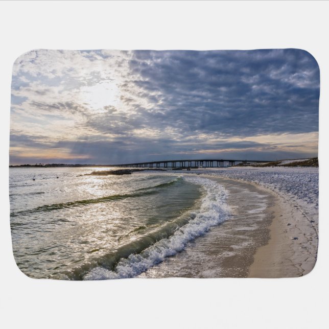 Destin Florida Evening Waves Receiving Blanket (Horizontal)