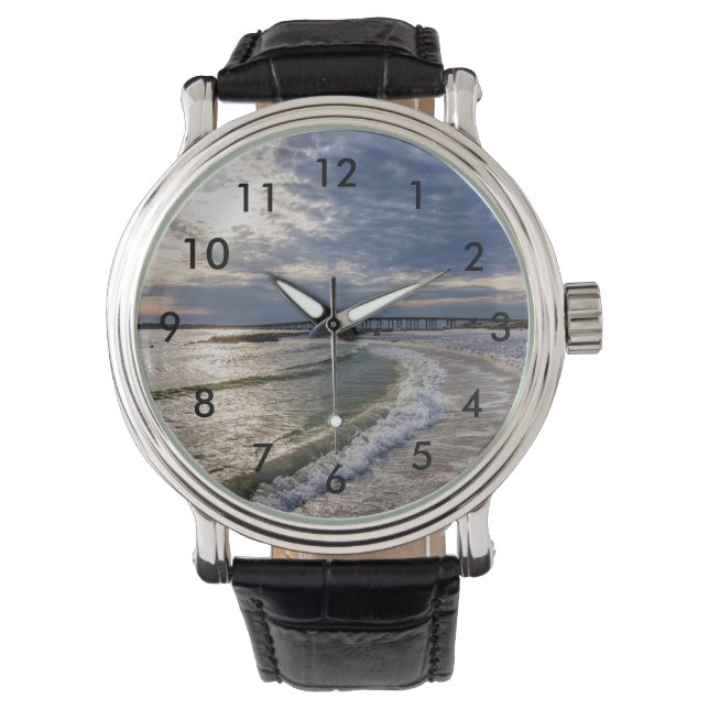 Destin Florida Evening Waves Wrist Watch (Front)