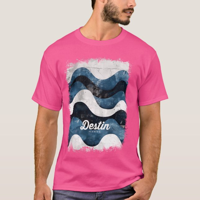 Destin Florida FL Tropical Beach Surfing Waves Vin T-Shirt (Front)