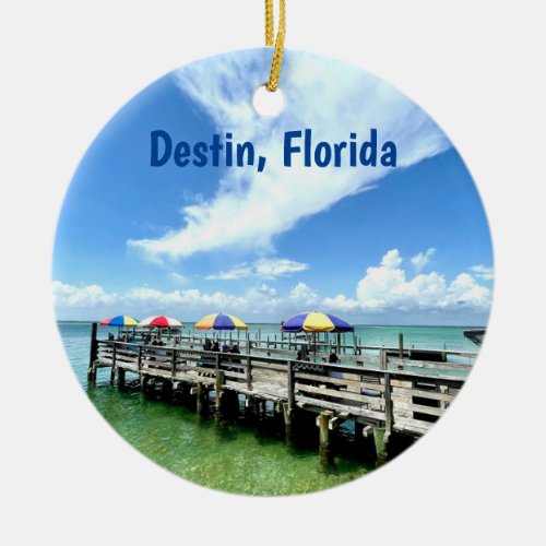 Destin Florida Ocean Boardwalk Photography Custom Ceramic Ornament