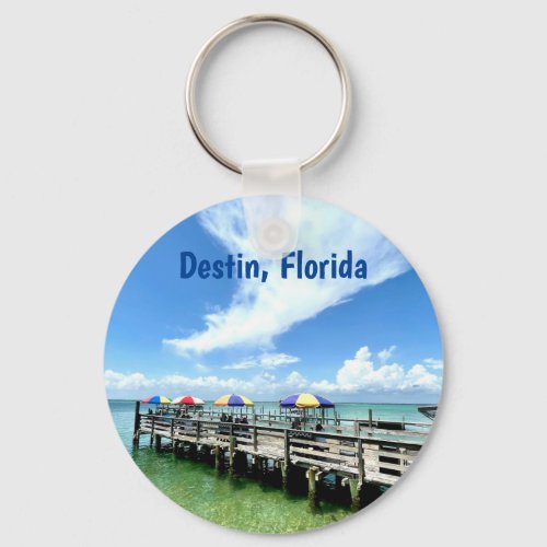 Destin Florida Ocean Boardwalk Photography Custom Keychain