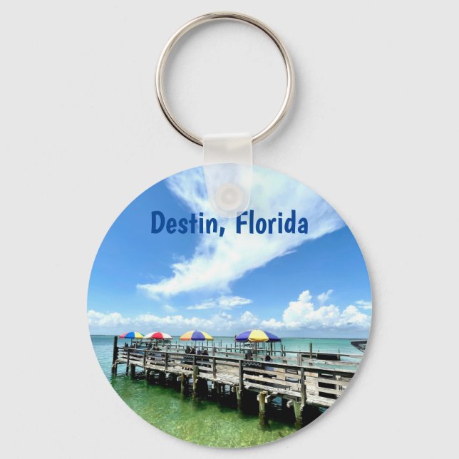 Destin Florida Ocean Boardwalk Photography Custom Keychain (Front)