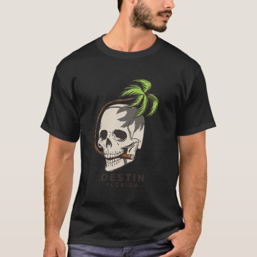 Destin Florida Palm Fronds Skull T_Shirt